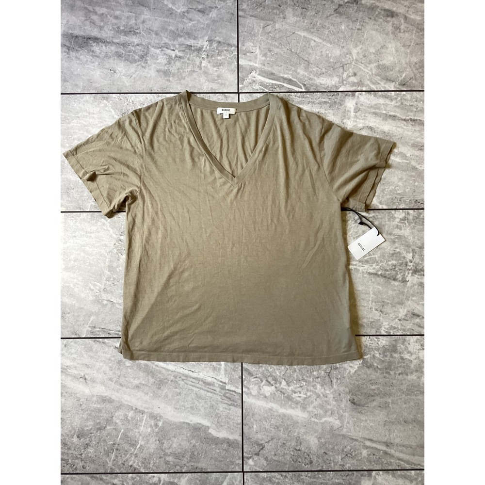 AGOLDE Risha Tee V-Neck Short Sleeve T-Shirt Tan Khaki AE3257-1628-DUP Women S